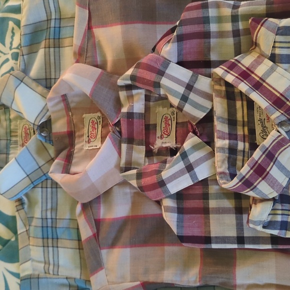 Set Of 4 1960s Boys Plaid Short Sleeve Button Up Shirts Size 12 - Picture 2 of 10